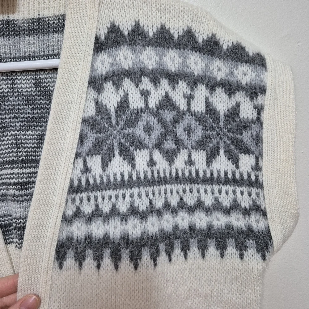 Ice Castles Women's Cream Vintage Fair Isle Knit Open Front Vest Size M/L - Picture 3 of 7